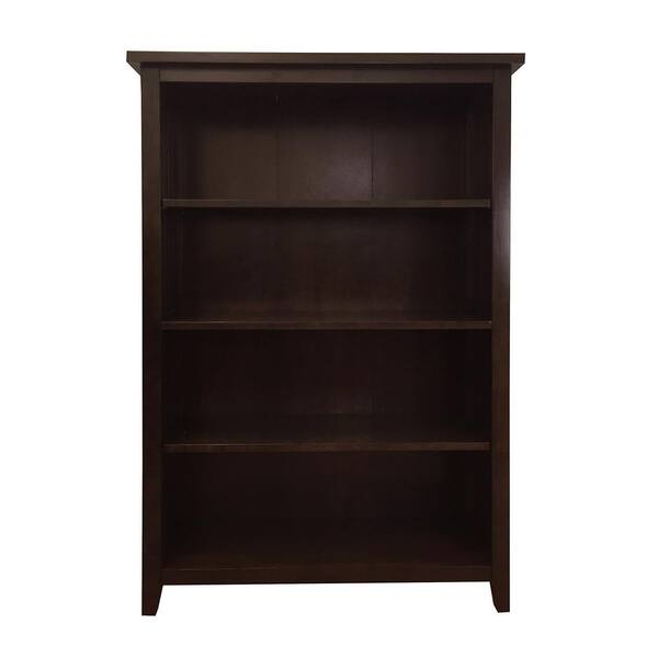 DonnieAnn Brookdale 55.5 in. Dark Walnut Wood 4-shelf Standard Bookcase with Adjustable Shelves