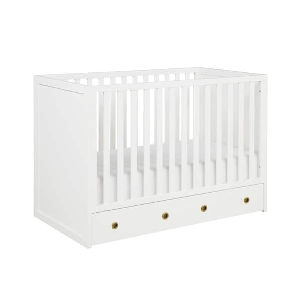 Novogratz Rue 3-in-1 White Convertible Baby Crib with Storage Drawer