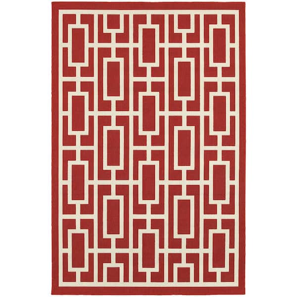 Home Decorators Collection Portal Red 4 ft. x 6 ft. Indoor/Outdoor Patio Area Rug
