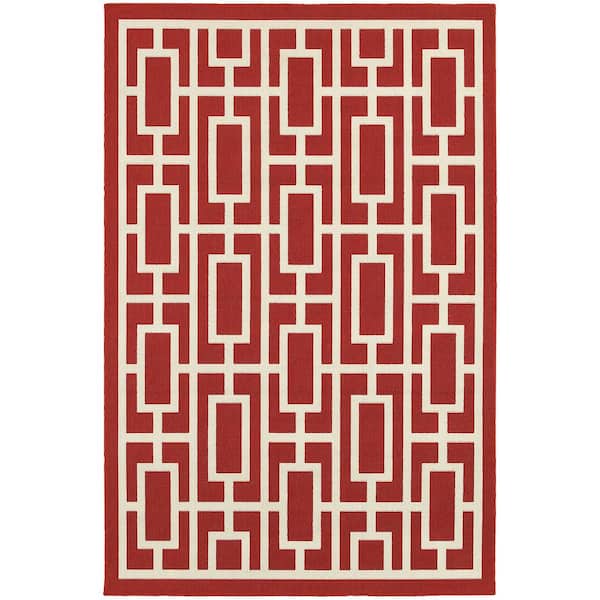 Portal Red 9 ft. x 13 ft. Indoor/Outdoor Patio Area Rug