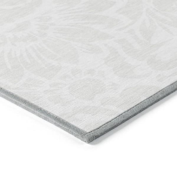 Ivory 2 ft. x 8 ft. Woven Floral Runner Indoor/Outdoor Area Rug