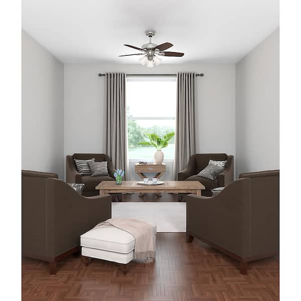 Hunter Indoor Brushed Nickel Builder Room Ceiling Fan with Light Kit 52106 The Home Depot