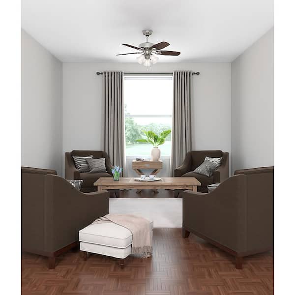 Hunter 42 in. Indoor Brushed Nickel Builder Small Room Ceiling Fan with Light Kit