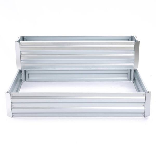 LuxenHome 2-Tier Rectangular Galvanized Steel Raised Garden Bed ...