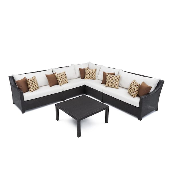 RST Brands Deco 6-Piece Wicker Patio Corner Sectional Set with Moroccan Cream Cushions