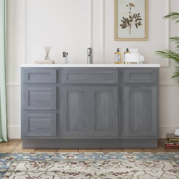 Vanity Art 54 in. W x 21 in. D x 32.5 in. H Bath Vanity Cabinet without Top in Silver