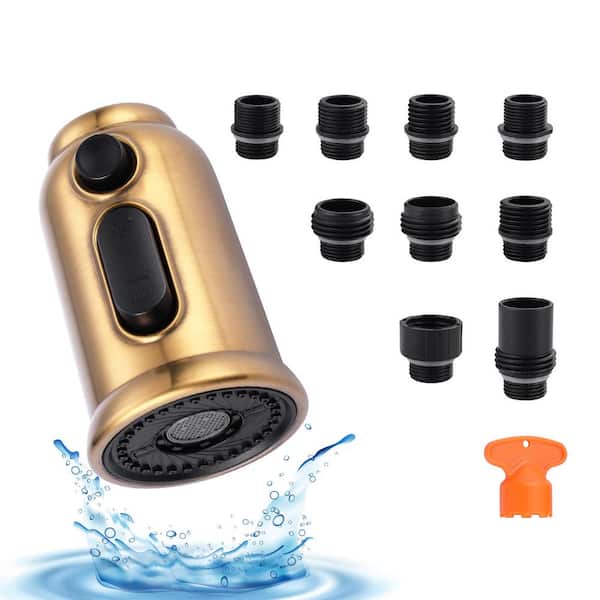 IVIGA 3-Function Pull Down Kitchen Faucet Spray Head Replacement with 9-Adapter Kit in Gold
