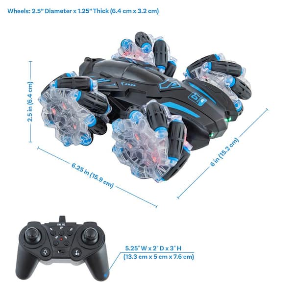 Sunnydaze 360° Rotating Light-Up Remote-Control Stunt Car