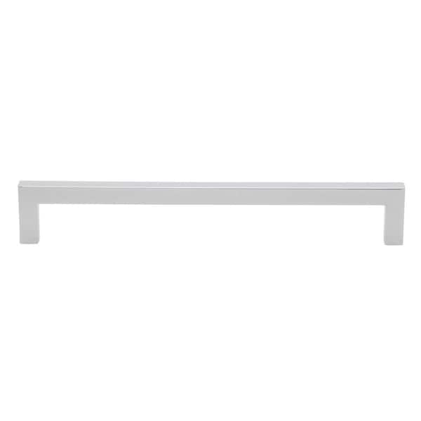 GlideRite 7-9/16 in. Center-to-Center Solid Square Slim Polished Chrome Cabinet Bar Pull (10-Pack)