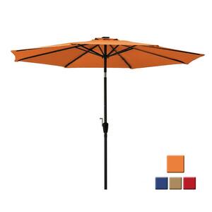 10 ft. Aluminum Market Patio Umbrella Features UV Resistant with LED Lights in Orange