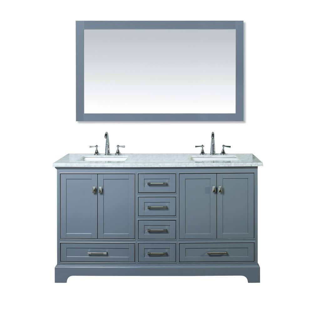 stufurhome Newport 60 in. W x 22 in. D Vanity in Gray with Marble ...