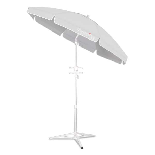 6.5 ft. Steel Tilt Beach Umbrella in White with Carrying Bag