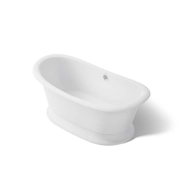 KOHLER Ceric 65 in. Resin Freestanding Flatbottom Bathtub in White