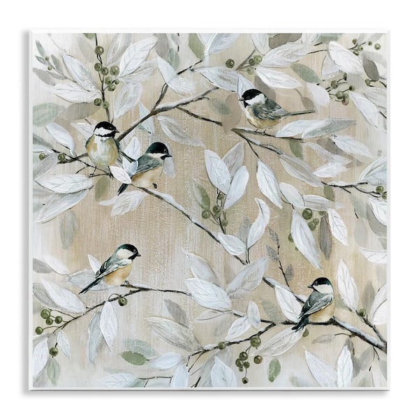 Stupell Industries Chickadee Birds on Branches by Carol Robinson 1 Piece Unframed Nature Graphic Art Print 12 in. x 12 in.