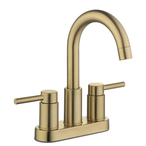 Dorind 4 in. Centerset 2-Handle High-Arc Bathroom Faucet in Brushed Gold