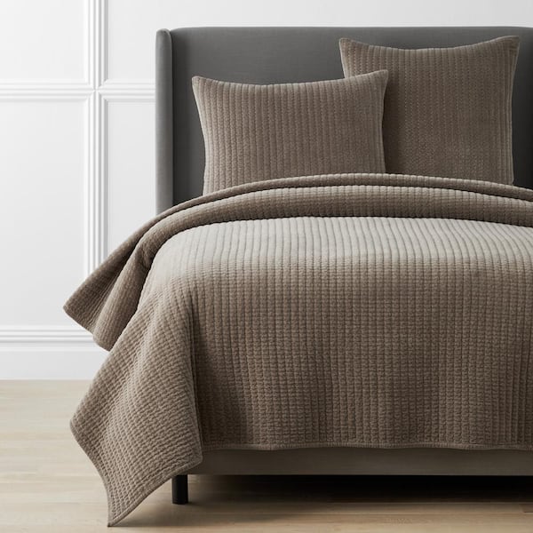 The Company Store Legends Luxury Straight Stitch Velvet Mocha Full/Queen Cotton Quilt