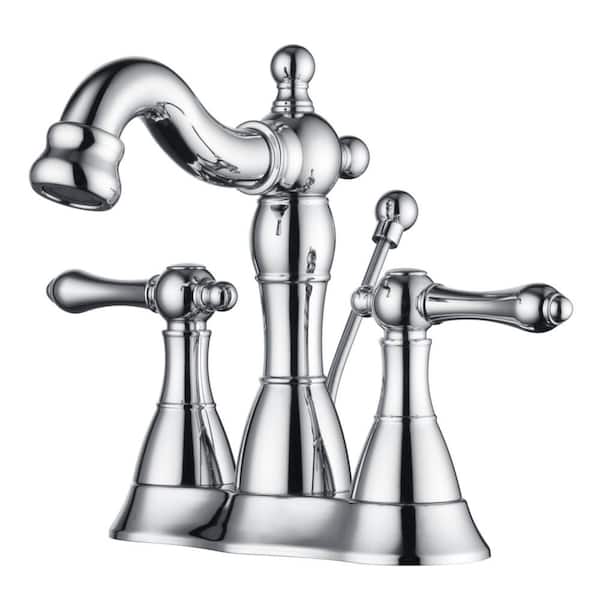 Ultra Faucets Prime 4 in. Centerset Double-Handle Bathroom Faucet Rust Resist with Drain Assembly in Polished Chrome