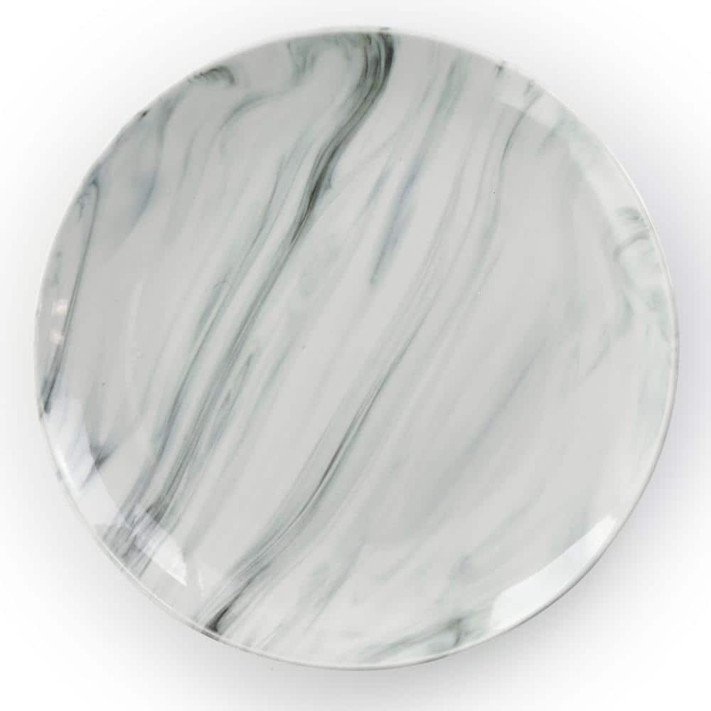 16-Piece Black and White Marble Ceramic Dinnerware Set