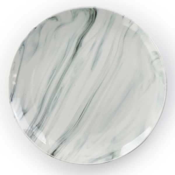 16pc Stoneware Fine Marble Dinnerware Set Black/White - Elama