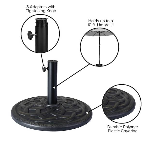 Kona 32 lb. Steel Patio Umbrella Base in Bronze with Weatherproof Plastic Polymer Coating - 19.25 in. Diameter