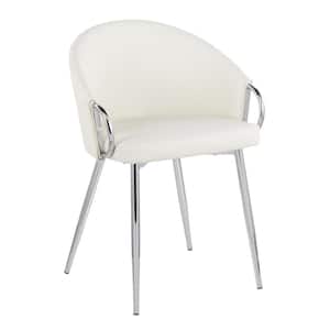 Claire White Faux Leather and Silver Metal Dining Chair