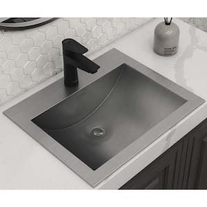 21 x 17 inch Drop-in Topmount Bathroom Sink Brushed Stainless Steel