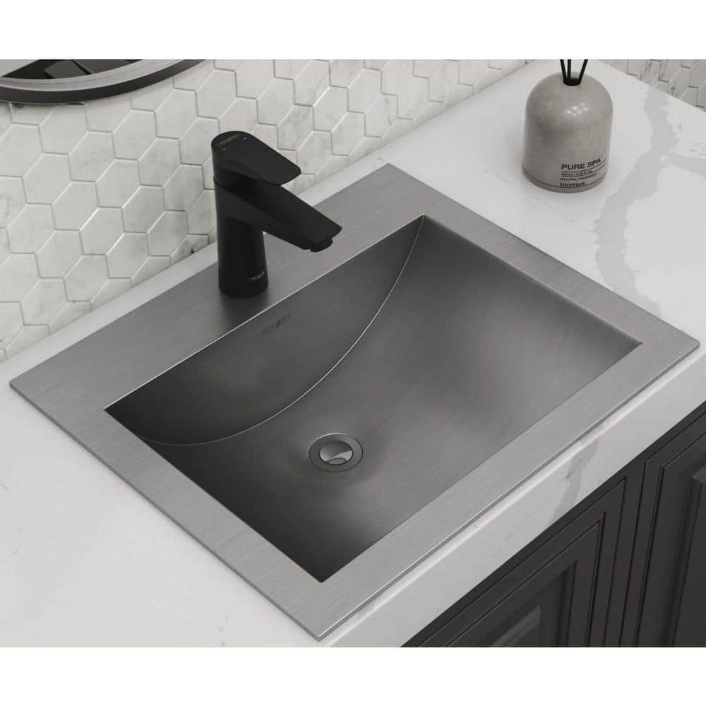 Ruvati 21 x 17 Inch Brushed Stainless Steel Topmount Bathroom Sink