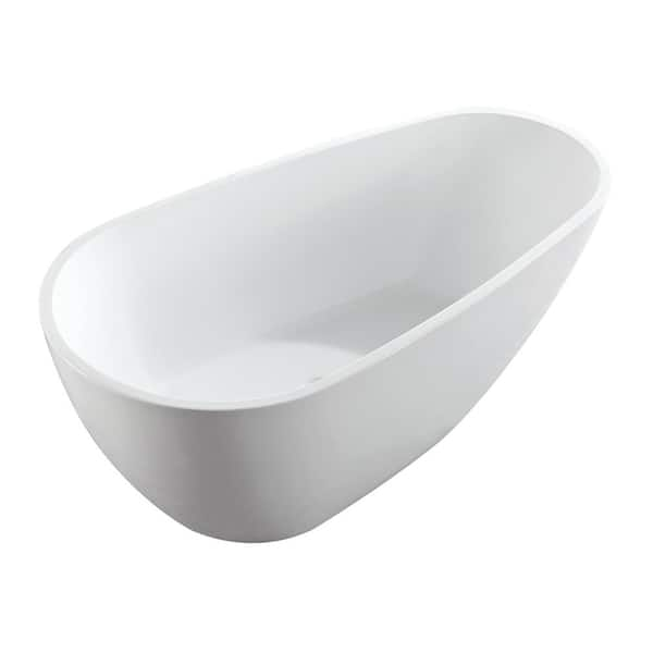 Eisen Home Poseidon 60 in. Freestanding Acrylic Flatbottom Bathtub