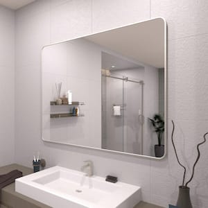 48 in. W x 36 in. H Rectangular Framed Wall Bathroom Vanity Mirror in Brushed Nickel