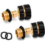Brass Quick Connect Hose Connector Set, Easily Add Attachments to Garden Hose (Pack of 2)