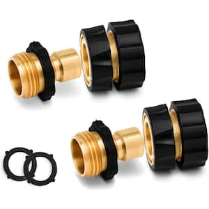 Brass Quick Connect Hose Connector Set, Easily Add Attachments to Garden Hose (Pack of 2)