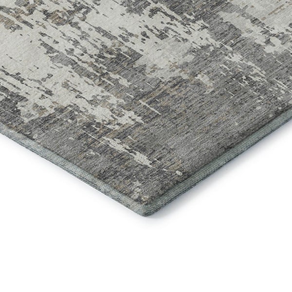Mayfield Premium Machine Washable Abstract AMF1008 Gray 3 ft. x 5 ft. Area Rug