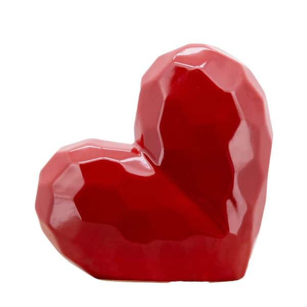 Liv & Skye Red 8 in. x 8 in. Ceramic Heart Sculpture