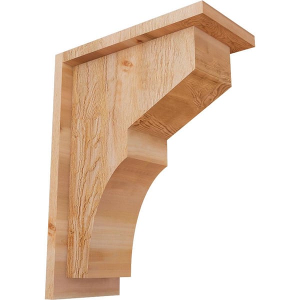 Ekena Millwork 6 in. x 12 in. x 16 in. Western Red Cedar Monterey Rough Sawn Corbel with Backplate