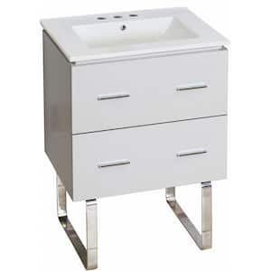 16-Gauge-Sinks 23.75 in. W x 18.25 in. D Vanity in White with Ceramic Vanity Top in White with White Basin