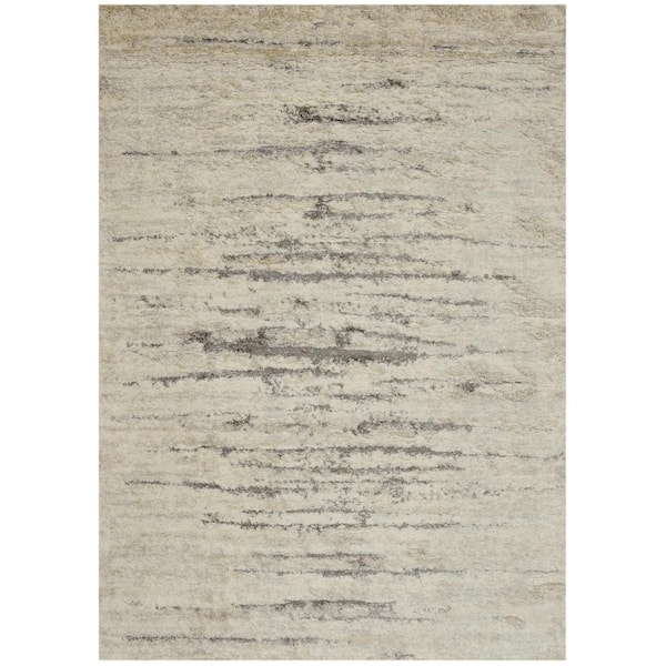 Rune Ivory/Gray 5 ft. x 8 ft. Striped Contemporary Area Rug