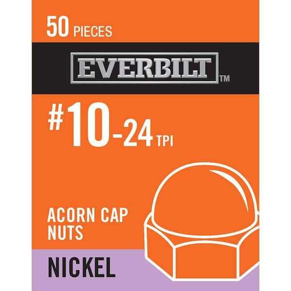 Everbilt #10-24 Nickel Plated Cap Nut (50-Pack)