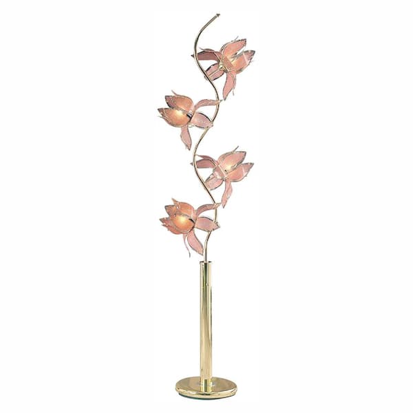 ORE International 73 in. Pink and Gold Floor Lamp