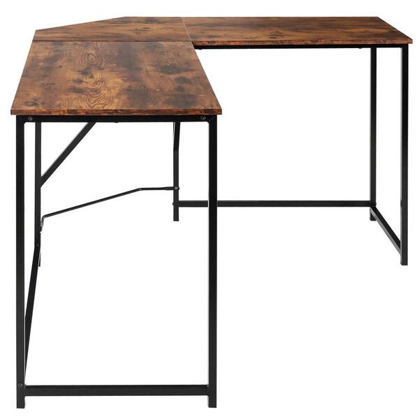 Costway 47 in. Brown L-Shaped Corner Computer Desk
