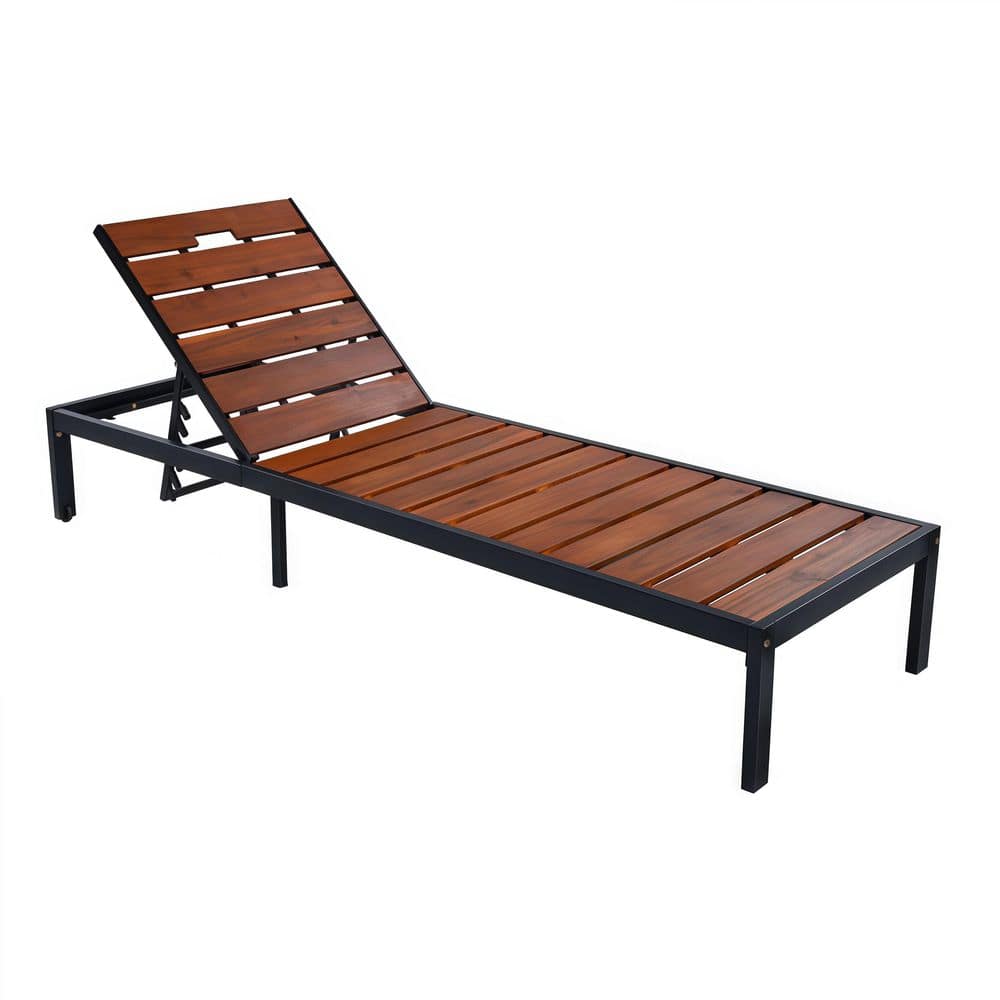 Outdoor Chaise Lounges Pool Lounge Chairs with Adjustable Backrest for Patio, Poolside, Black+Brown price history on PriceWatchPro
