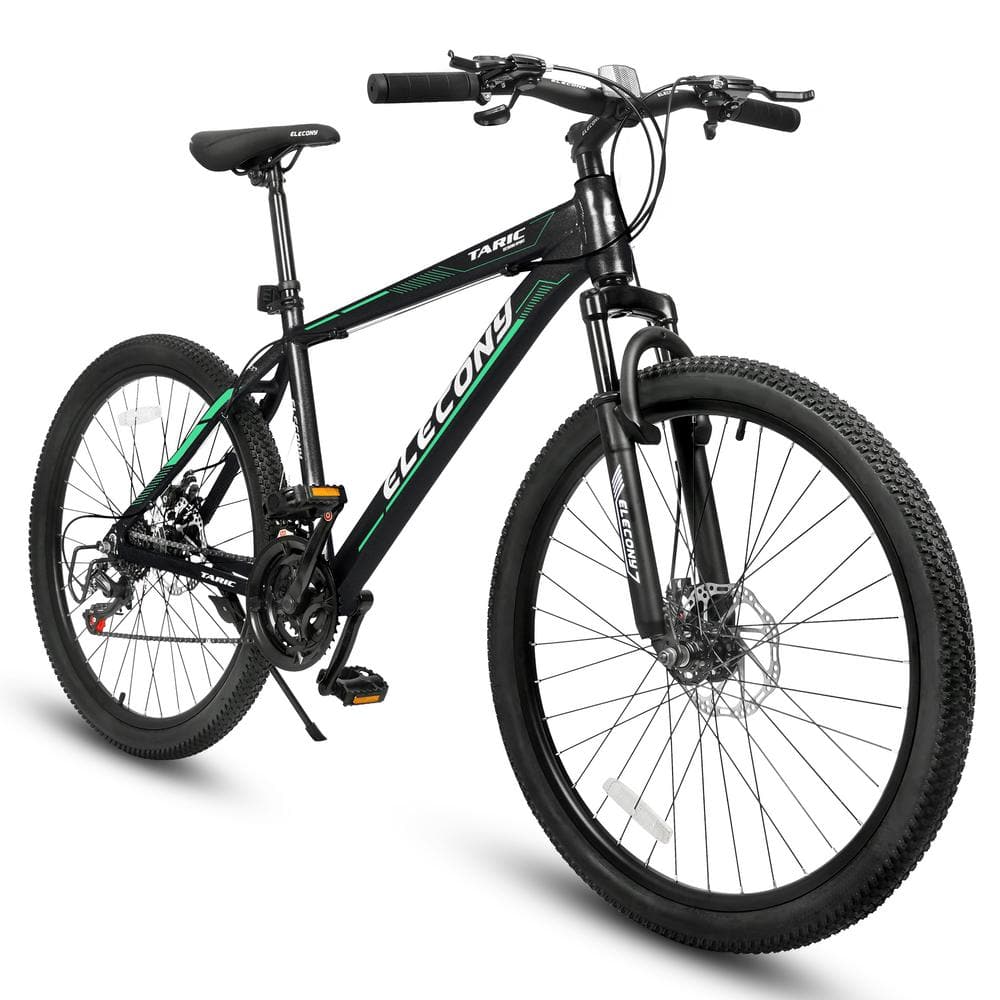 26 in. Adults and Teens Black Mountain Bike, 21 Speed w/Mechanical Disc Bra