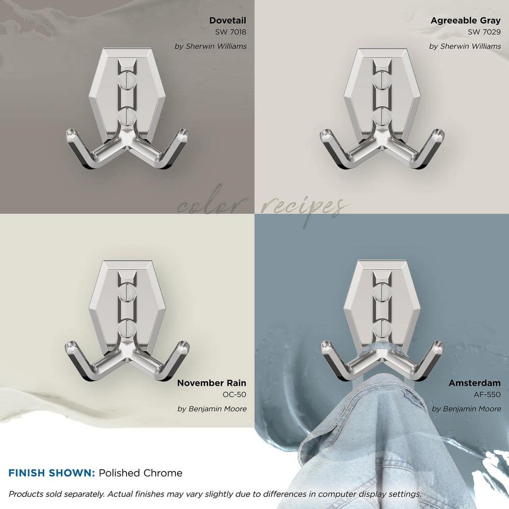 Polished Chrome Double Prong Decorative Wall Hook