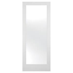 28 in. x 84 in. Solid Core Full Lite Satin Etch Glass Square Sticking Primed Wood Interior Door Slab