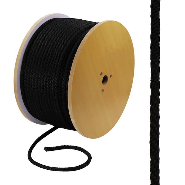 Solid Braided Nylon Rope - 1/2 x 500', Black