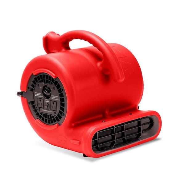 B-Air 1/4 HP Air Mover Blower Fan for Water Damage Restoration Carpet Dryer Floor Home and Plumbing Use in Red
