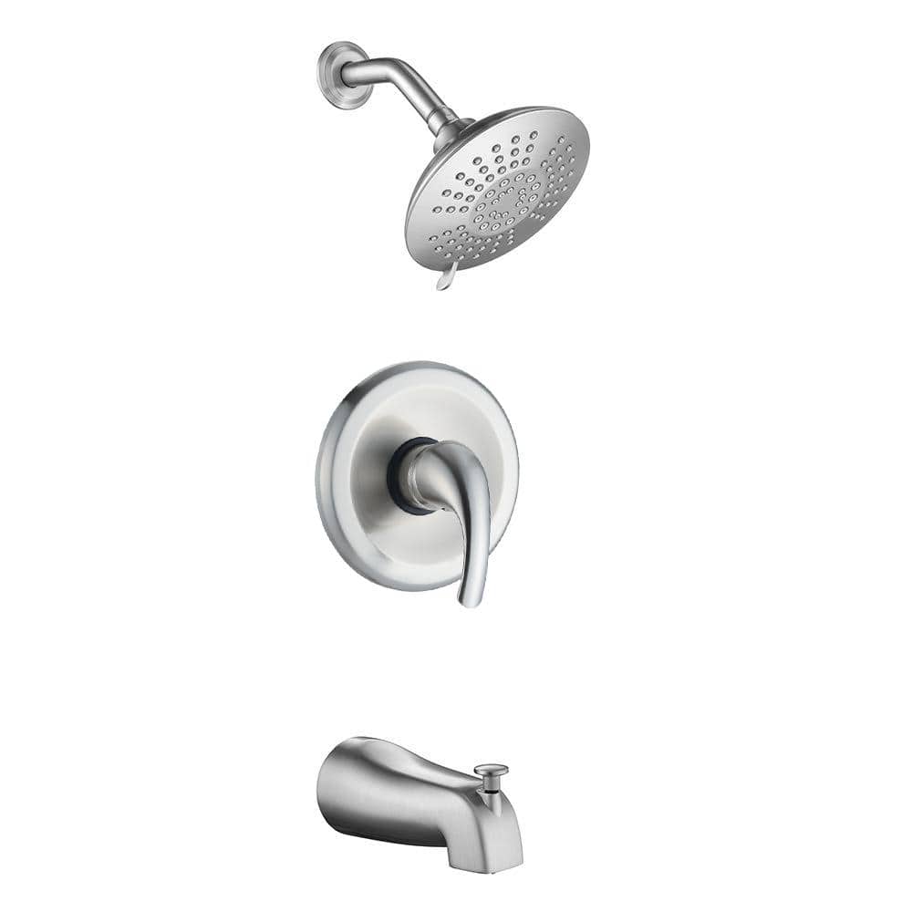 High Pressure Bathroom Single-Handle 5-Spray Round Shower Faucet in Brushed Nickel (Valve Included) price history on PriceWatchPro