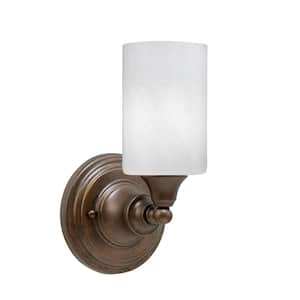 Fulton 1 Light Bronze Wall Sconce 4 in. White Marble Glass