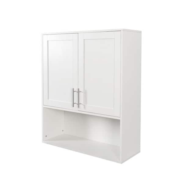 31.5 in. W x 37.8 in. H Rectangular White MDF Surface Mount Medicine Cabinet without Mirror with Door