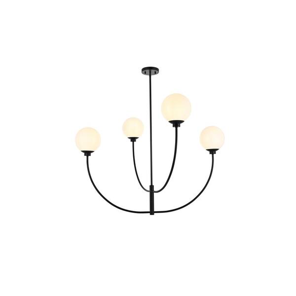 Unbranded 42 in. Home Living 4-Light Black Chandelier with no Bulbs Included