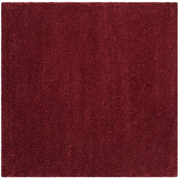 SAFAVIEH Santa Monica Shag Maroon 7 ft. x 7 ft. Square Solid Area Rug